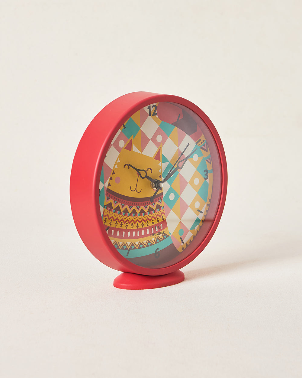 Teal by Chumbak | Aztec Cat Table and Wall Clock, 8' dia