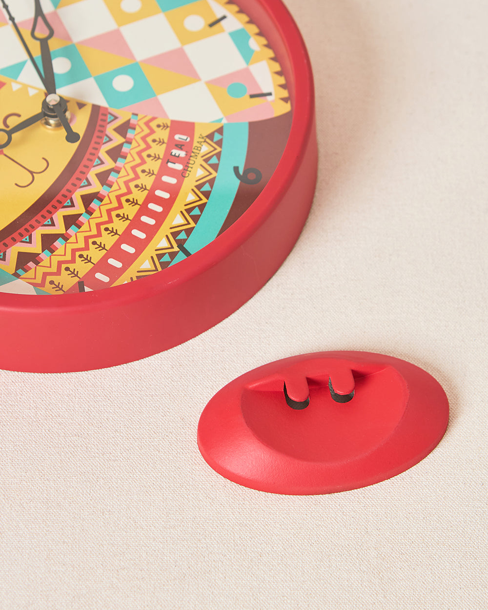 Teal by Chumbak | Aztec Cat Table and Wall Clock, 8' dia