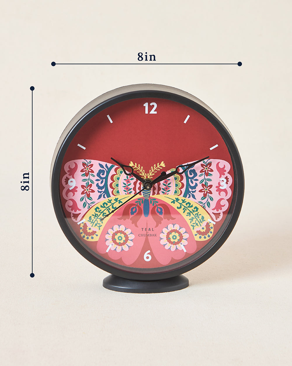 Teal by Chumbak | Cute Butterfly Table and Wall Clock, 8' dia