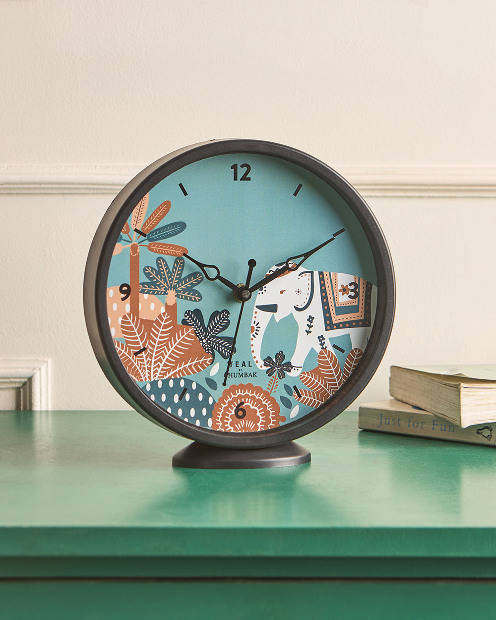 Teal by Chumbak Ele Garden Table and Wall Clock, 8' dia