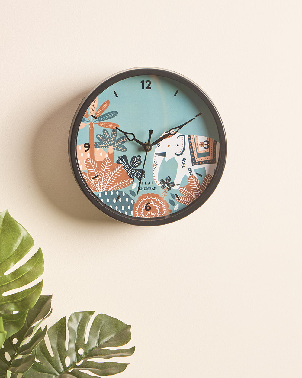 Teal by Chumbak Ele Garden Table and Wall Clock, 8' dia