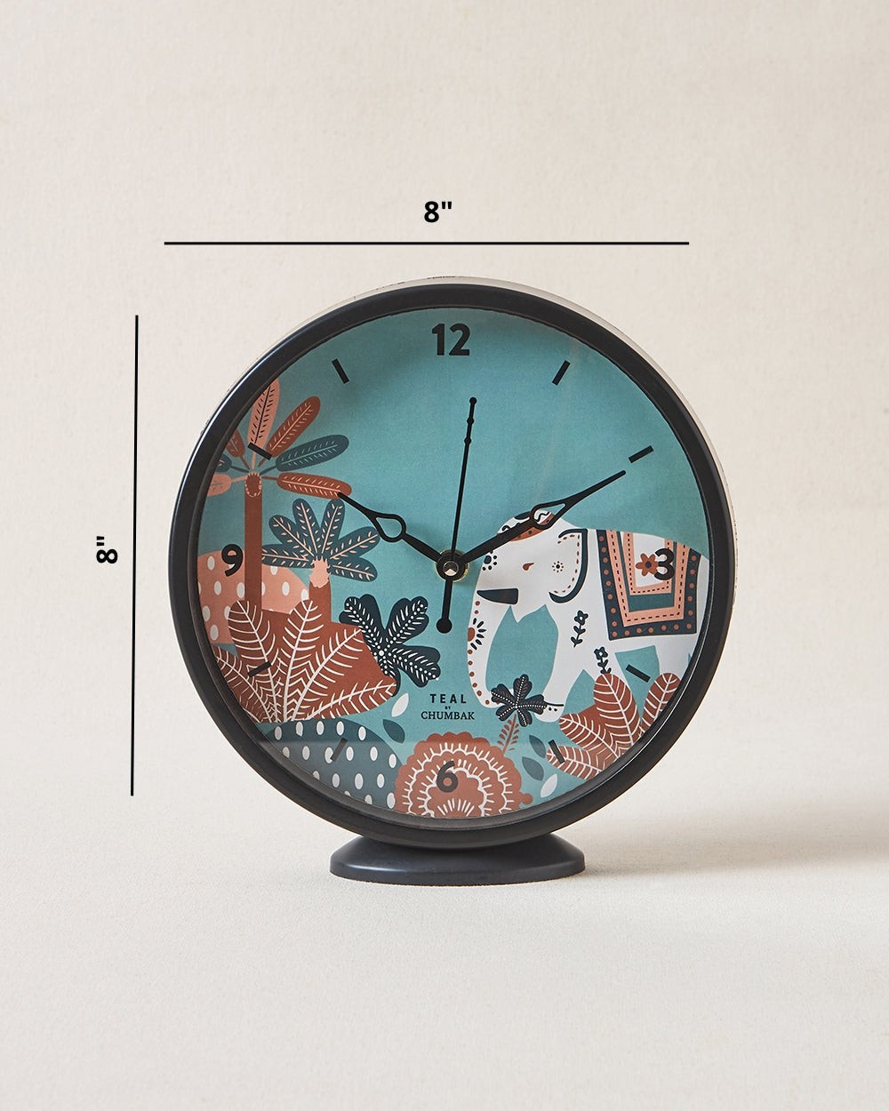 Teal by Chumbak Ele Garden Table and Wall Clock, 8' dia