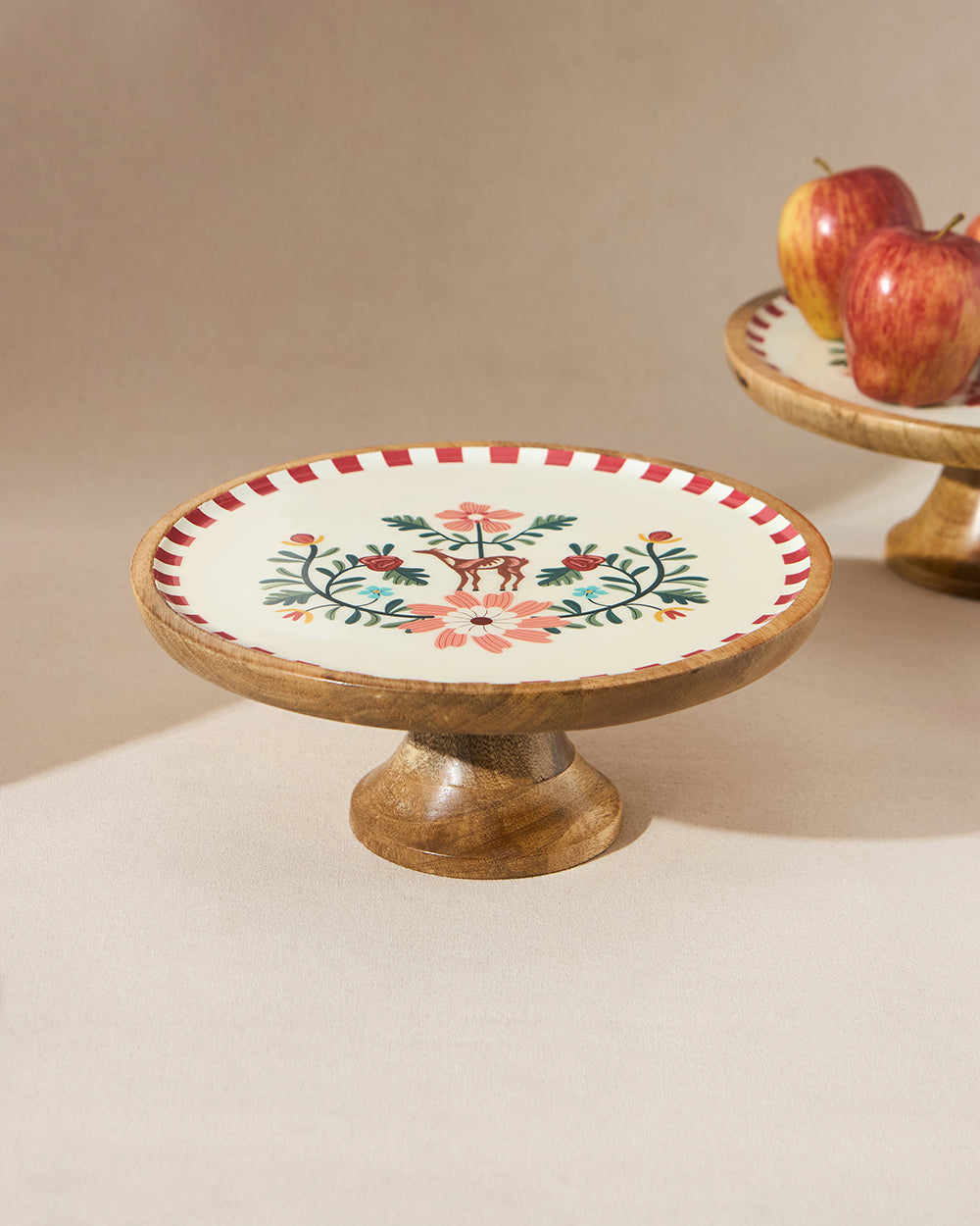 Hangul Wooden Cake Stand, 10" dia | Kashmir Trails