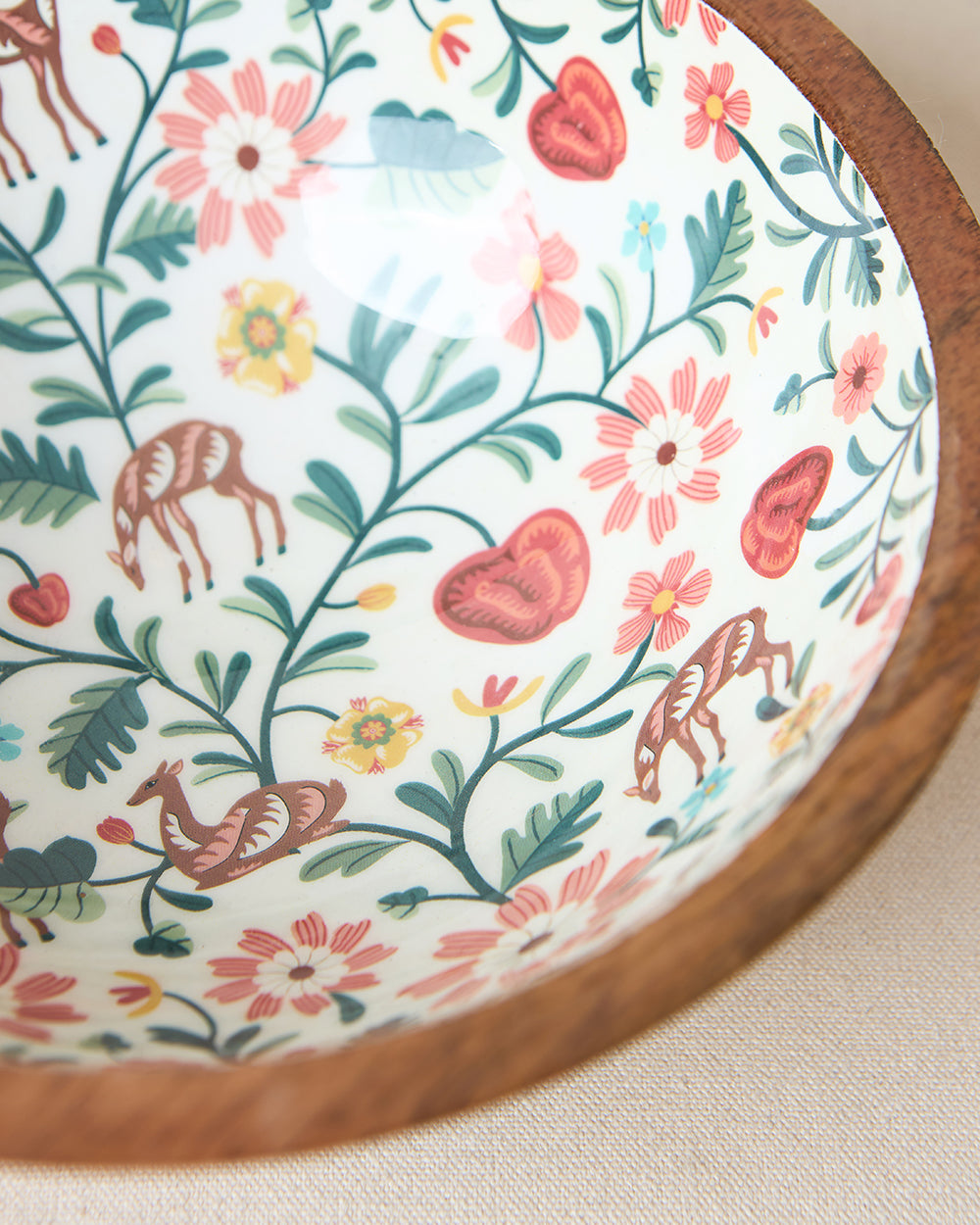 Apple Orchards Wooden Bowl,8"dia | Kashmir Trails