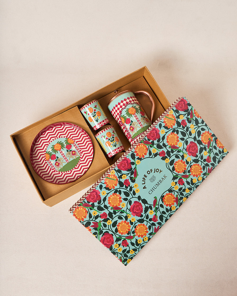 Royal Tusker Copper Daawat Gift Set - Set of 4 | Palace Memoirs