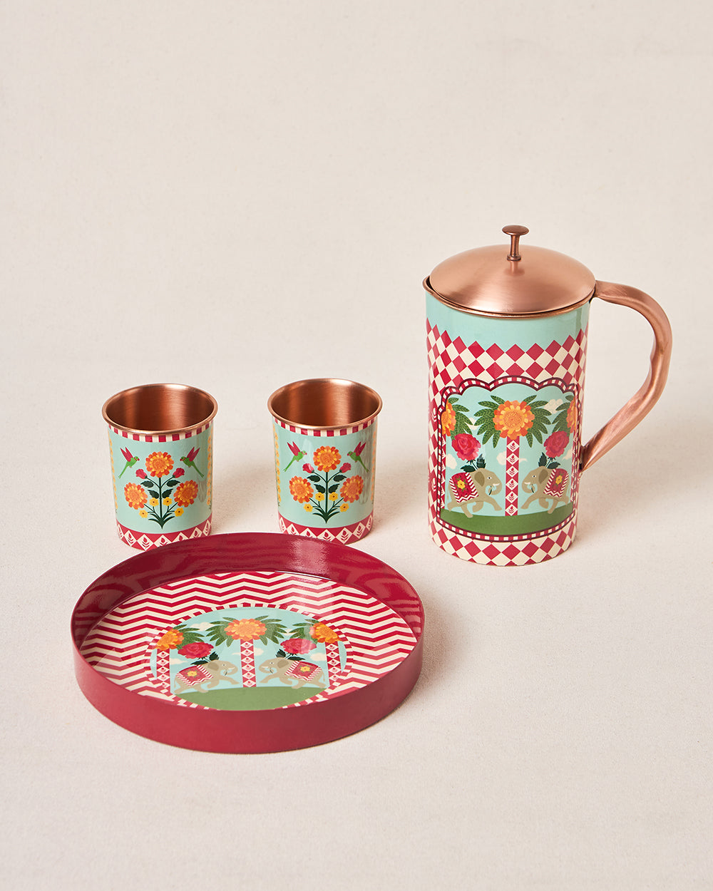 Royal Tusker Copper Daawat Gift Set - Set of 4 | Palace Memoirs