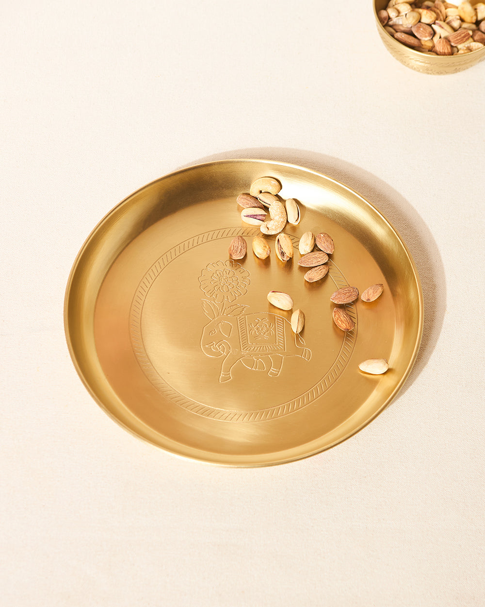 Royal Tusker Brass Plate, 10"dia | Palace Memoirs