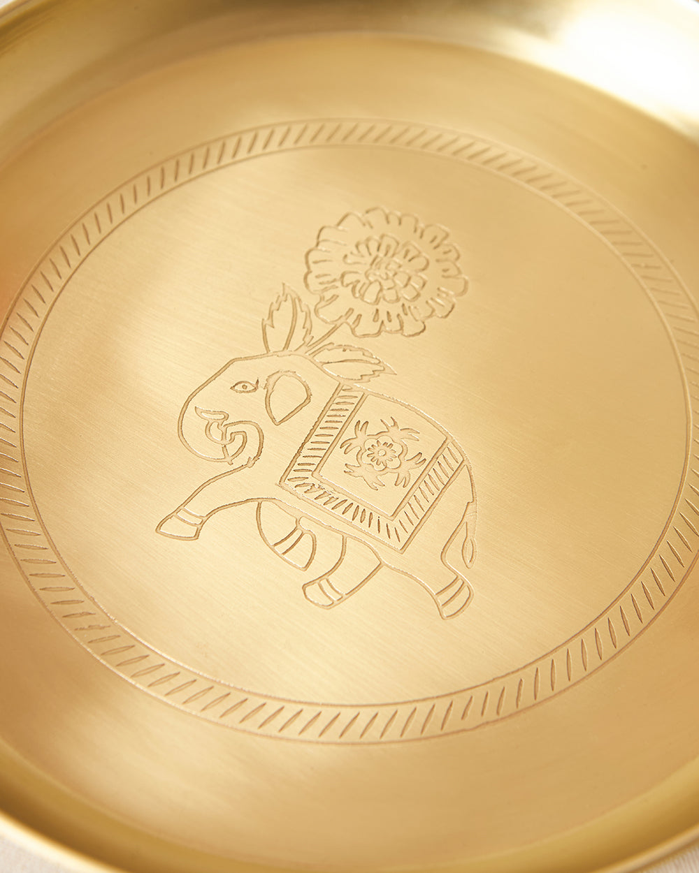 Royal Tusker Brass Plate, 10"dia | Palace Memoirs