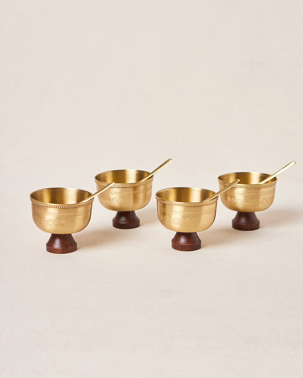 Rani Bagh Brass Dessert Bowl Gift Set - Set of 4, 180ml | Palace Memoirs
