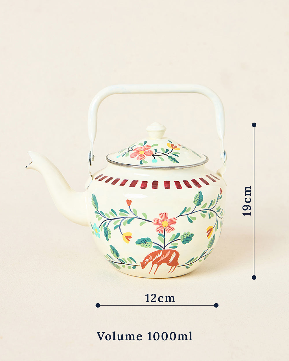 Hangul Hand-painted Kahwah Kettle, Steel-600-ml | Kashmir Trails