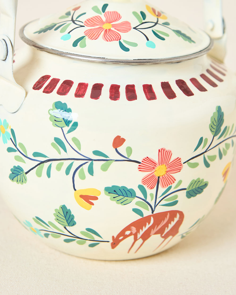 Hangul Hand-painted Kahwah Kettle, Steel-600-ml | Kashmir Trails