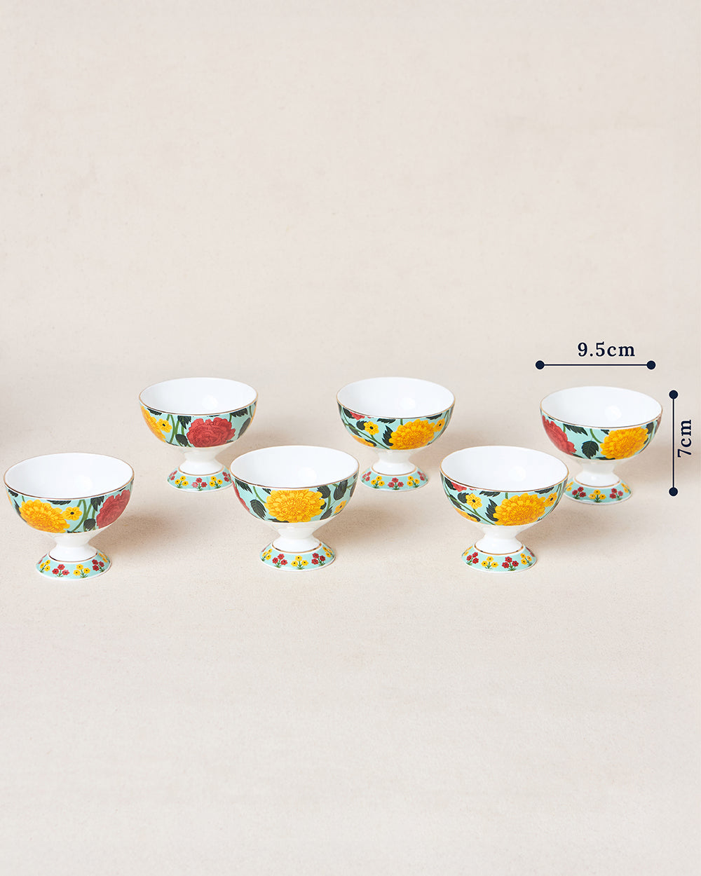 Rani Bagh Dessert Bowls Gift Set - Set of 6, 160 ml | Palace Memoirs