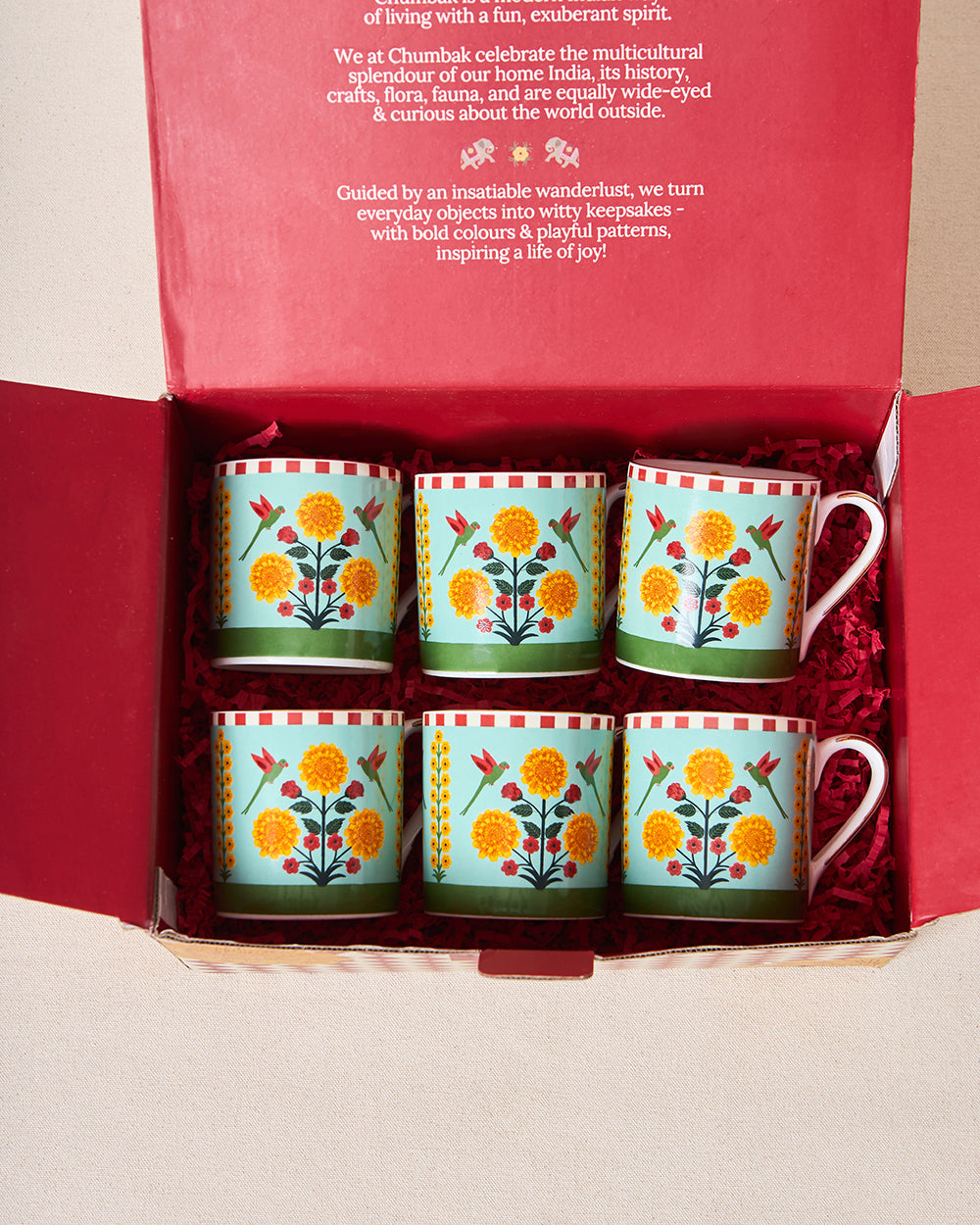 Rani Bagh Mugs Gift Set - Set of 6, 220 ml | Palace Memoirs