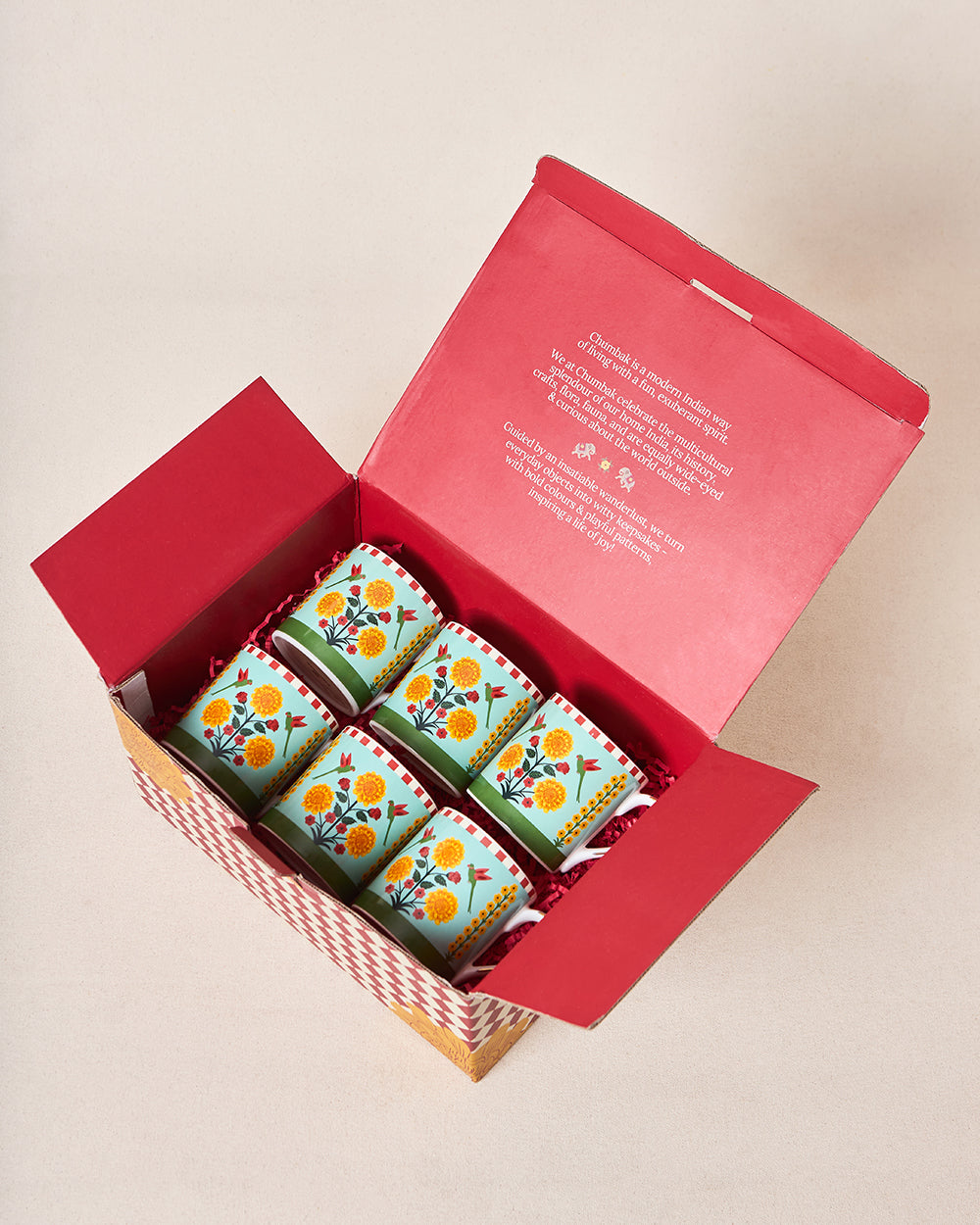 Rani Bagh Mugs Gift Set - Set of 6, 220 ml | Palace Memoirs