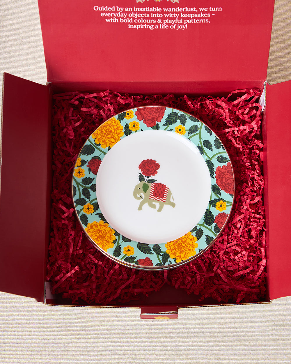 Royal Tusker Snack Plate Gift Set - Set of 4, 8"dia | Palace Memoirs