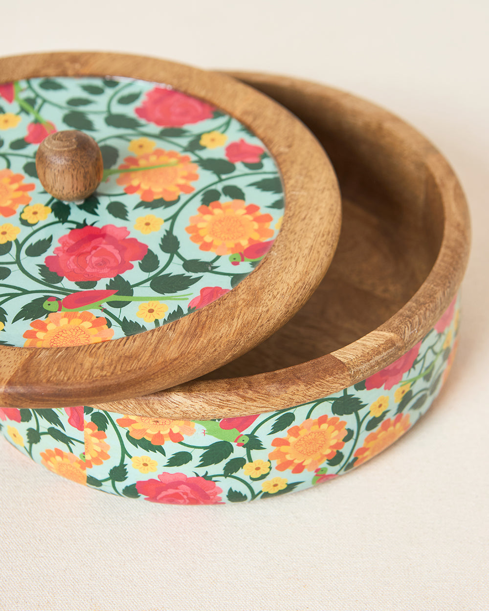 Rani Bagh Wooden Roti Box, 8"dia | Palace Memoirs