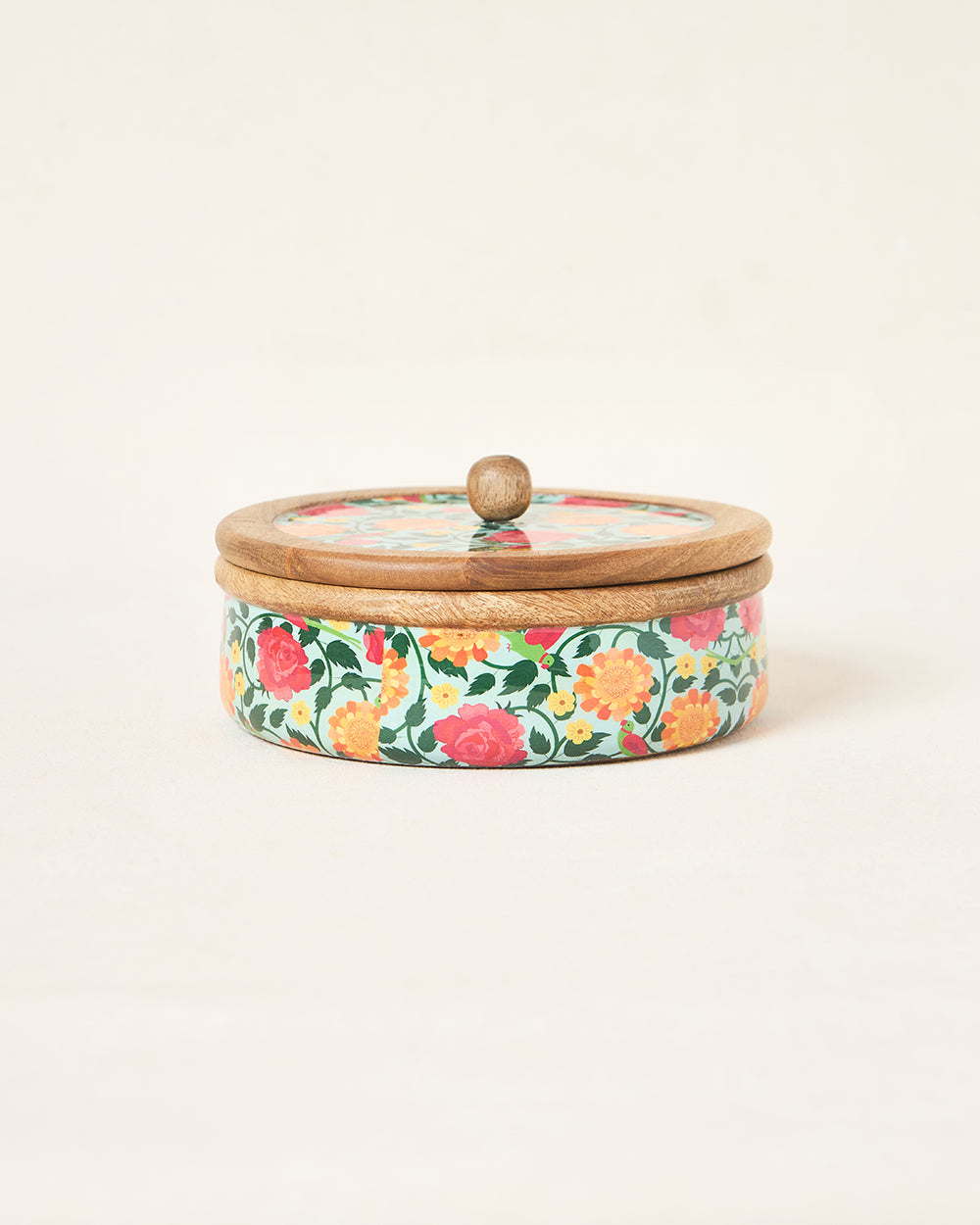 Rani Bagh Wooden Roti Box, 8"dia | Palace Memoirs