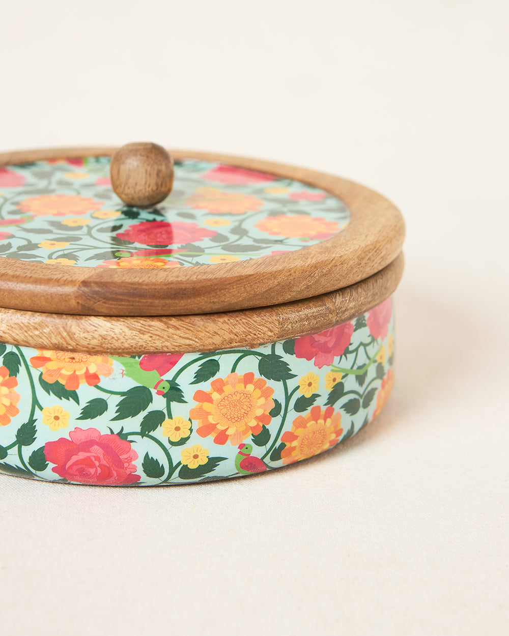 Rani Bagh Wooden Roti Box, 8"dia | Palace Memoirs