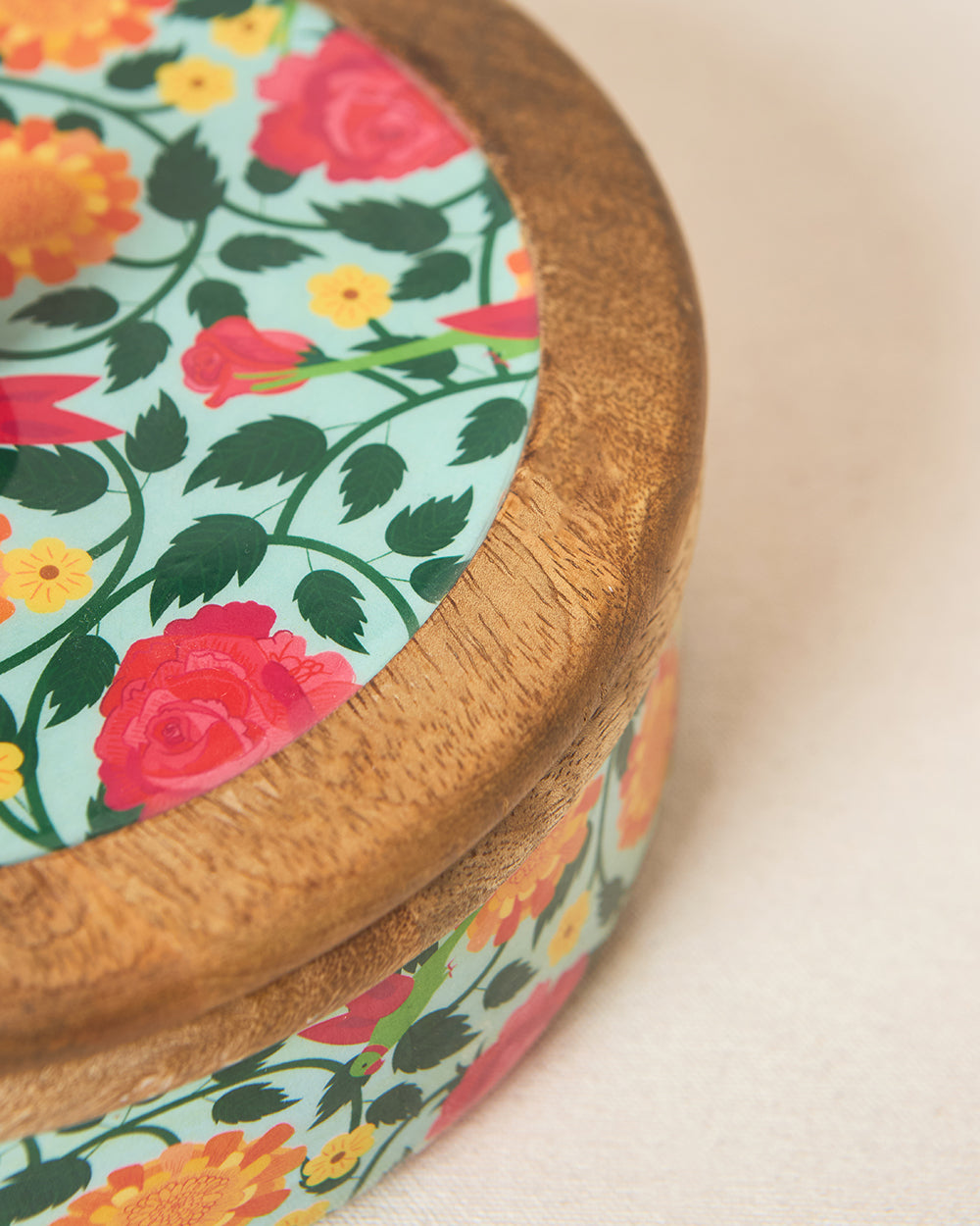 Rani Bagh Wooden Roti Box, 8"dia | Palace Memoirs