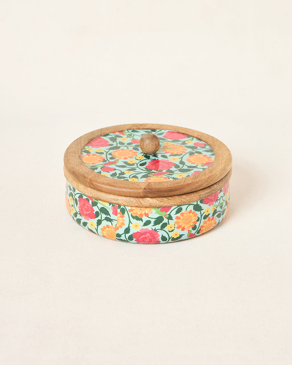 Rani Bagh Wooden Roti Box, 8"dia | Palace Memoirs