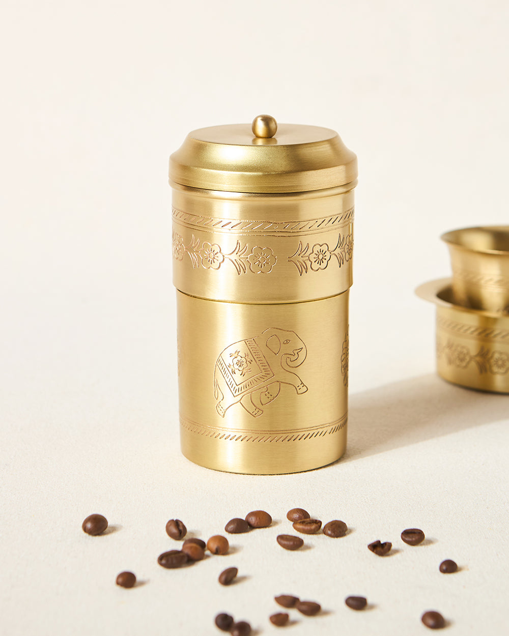 Royal Tusker Brass Filter Coffee Maker, 180ml | Palace Memoirs