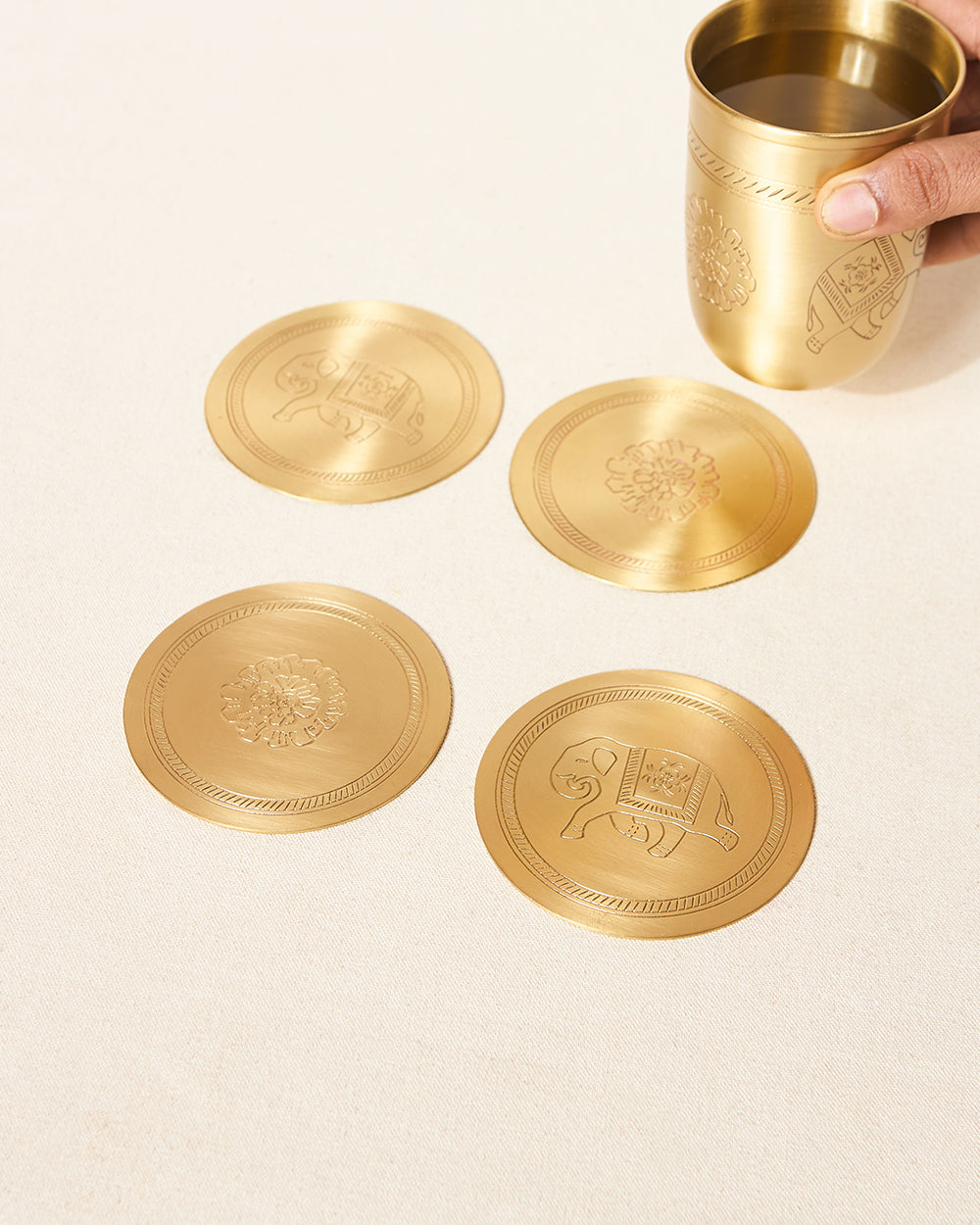 Rani Bagh Coasters Gift Set - Set of 4, 4"dia | Palace Memoirs