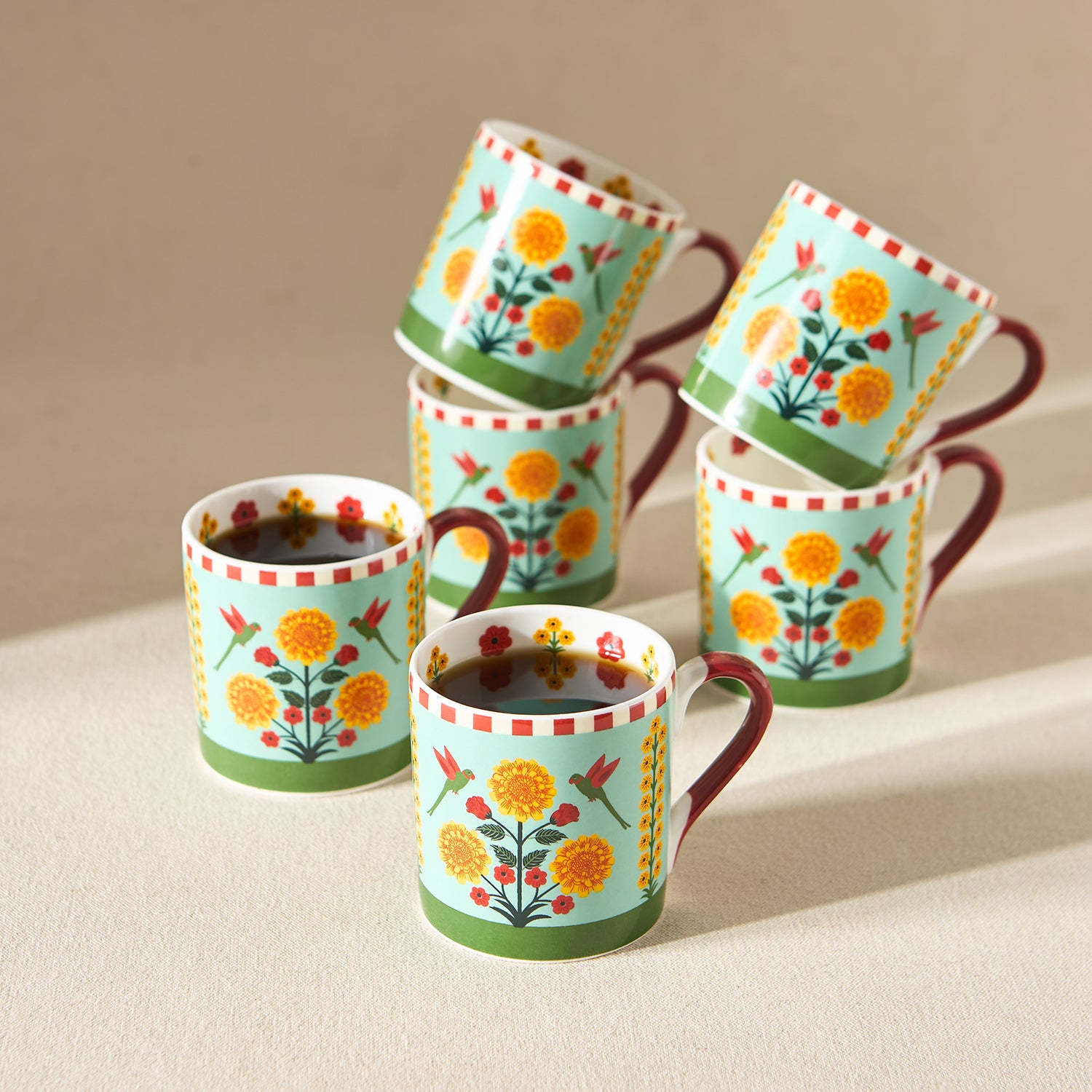 Rani Bagh Mugs Gift Set - Set of 6, 220 ml | Palace Memoirs