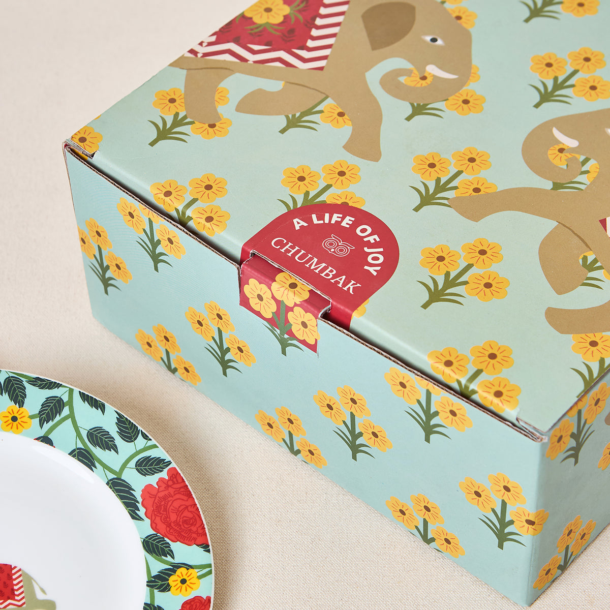 Royal Tusker Snack Plate Gift Set - Set of 4, 8"dia | Palace Memoirs