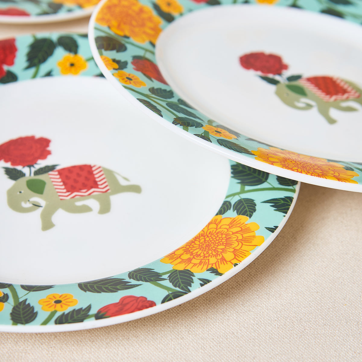Royal Tusker Snack Plate Gift Set - Set of 4, 8"dia | Palace Memoirs