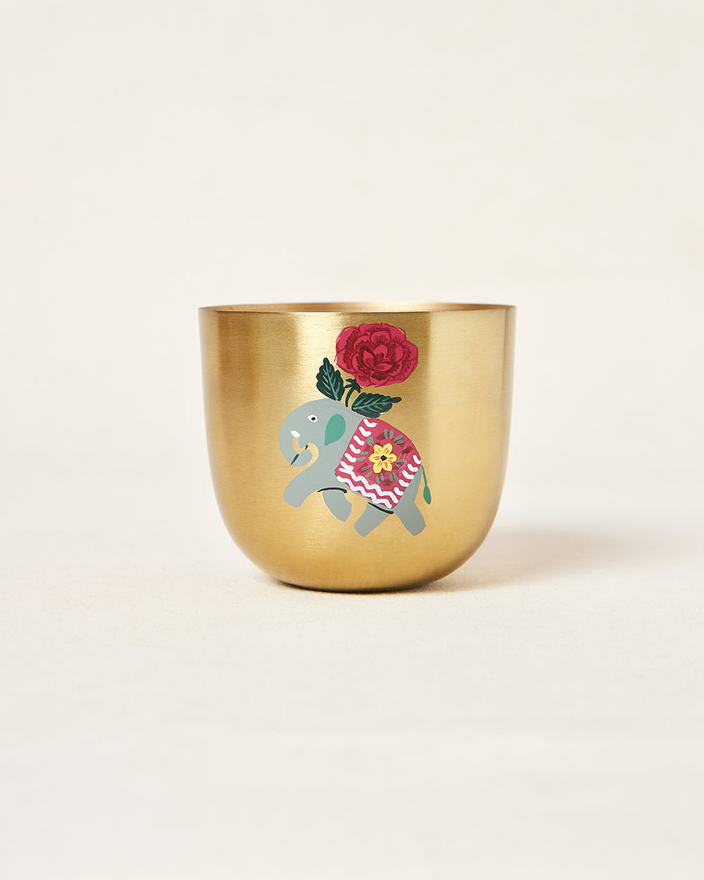 Royal Tusker Hand-painted Planter, 5" dia | Palace Memoirs