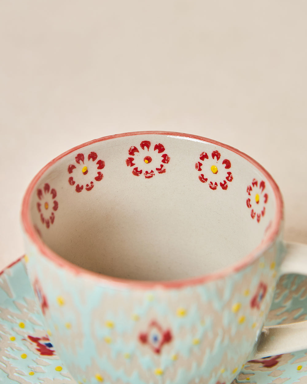Ikat Fusion Cup & Saucer Set - Teal, 100ml