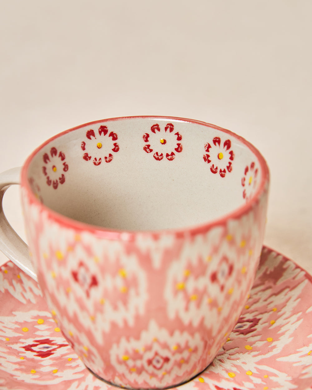 Ikat Fusion Cup & Saucer Set - Red, 100ml