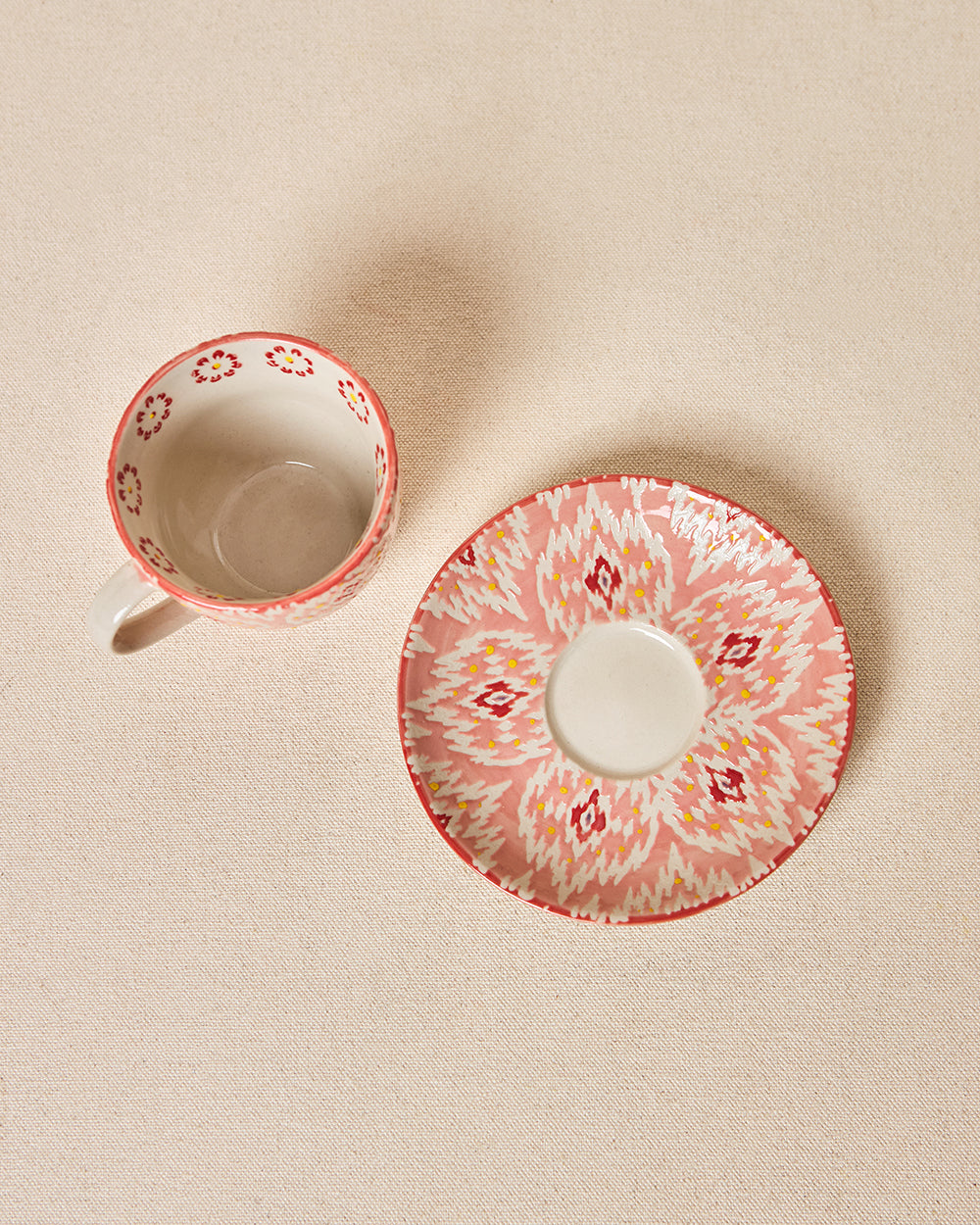 Ikat Fusion Cup & Saucer Set - Red, 100ml