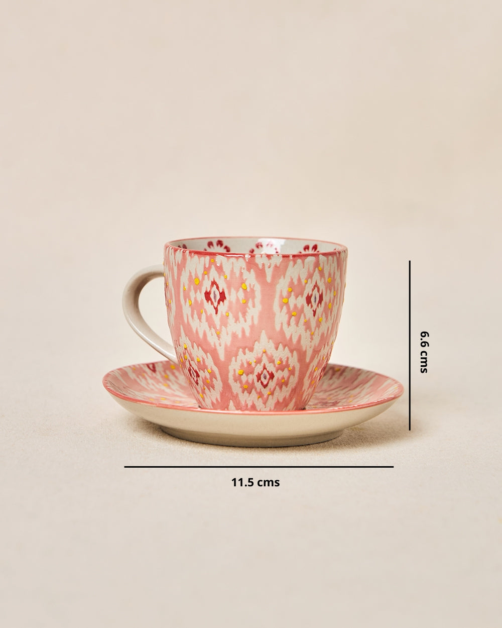Ikat Fusion Cup & Saucer Set - Red, 100ml