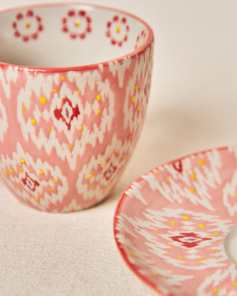 Ikat Fusion Cup & Saucer Set - Red, 100ml