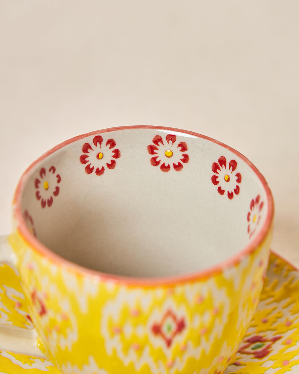 Ikat Fusion Cup & Saucer Set - Yellow, 100ml