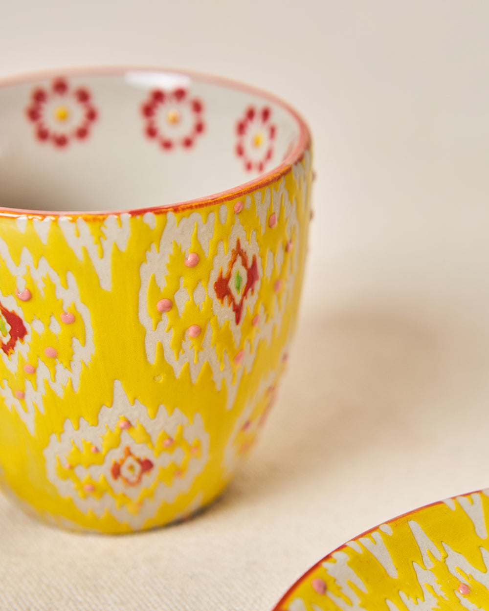 Ikat Fusion Cup & Saucer Set - Yellow, 100ml