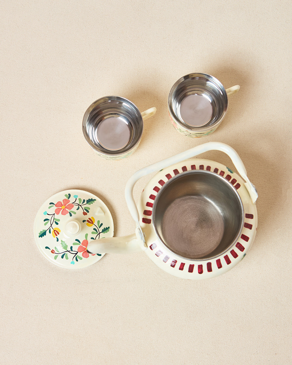 Hangul Hand-Painted Kahwah Kettle & Mugs Set | Kashmir Trails