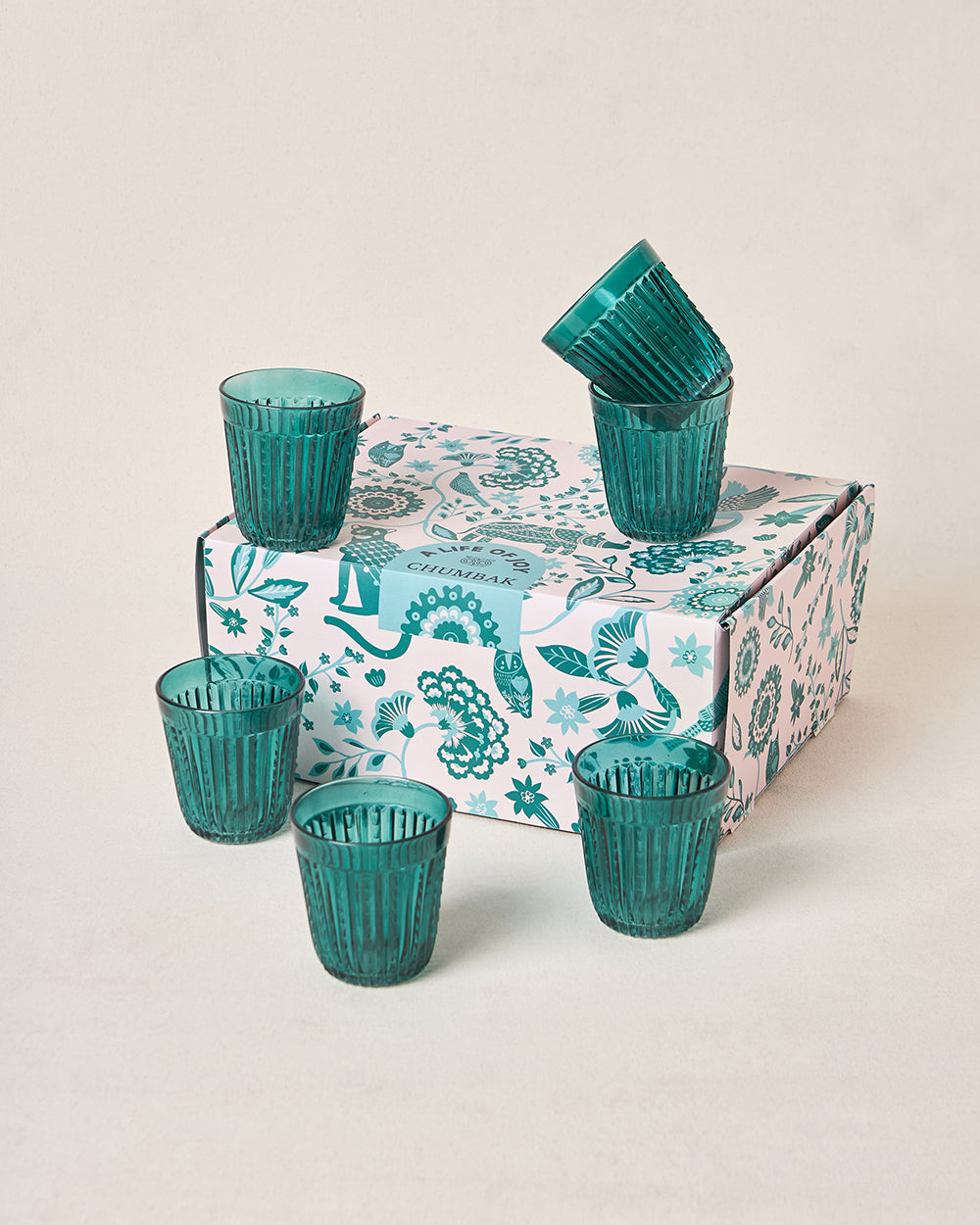 Cove Glass Tumblers Gift Set - Set of 6, 250ml| Summer Serenade