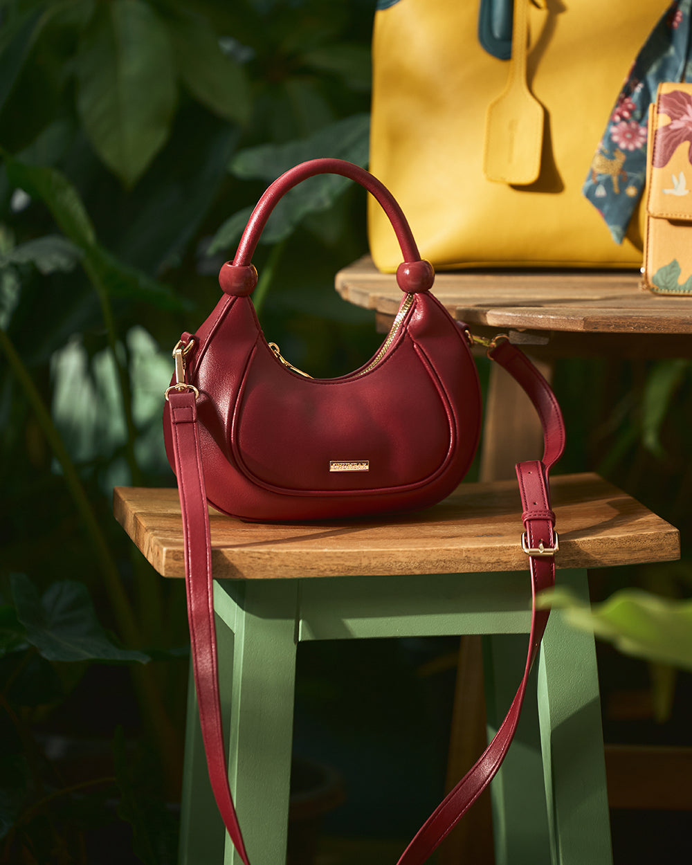 The Venice Crescent Handbag, Maroon | Lost In Paradise