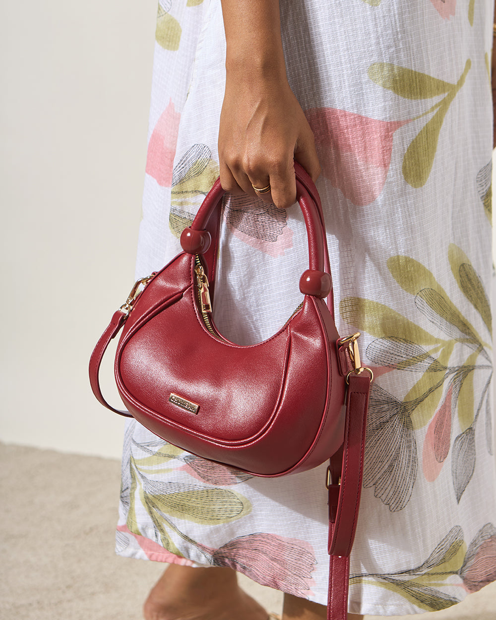 The Venice Crescent Handbag, Maroon | Lost In Paradise