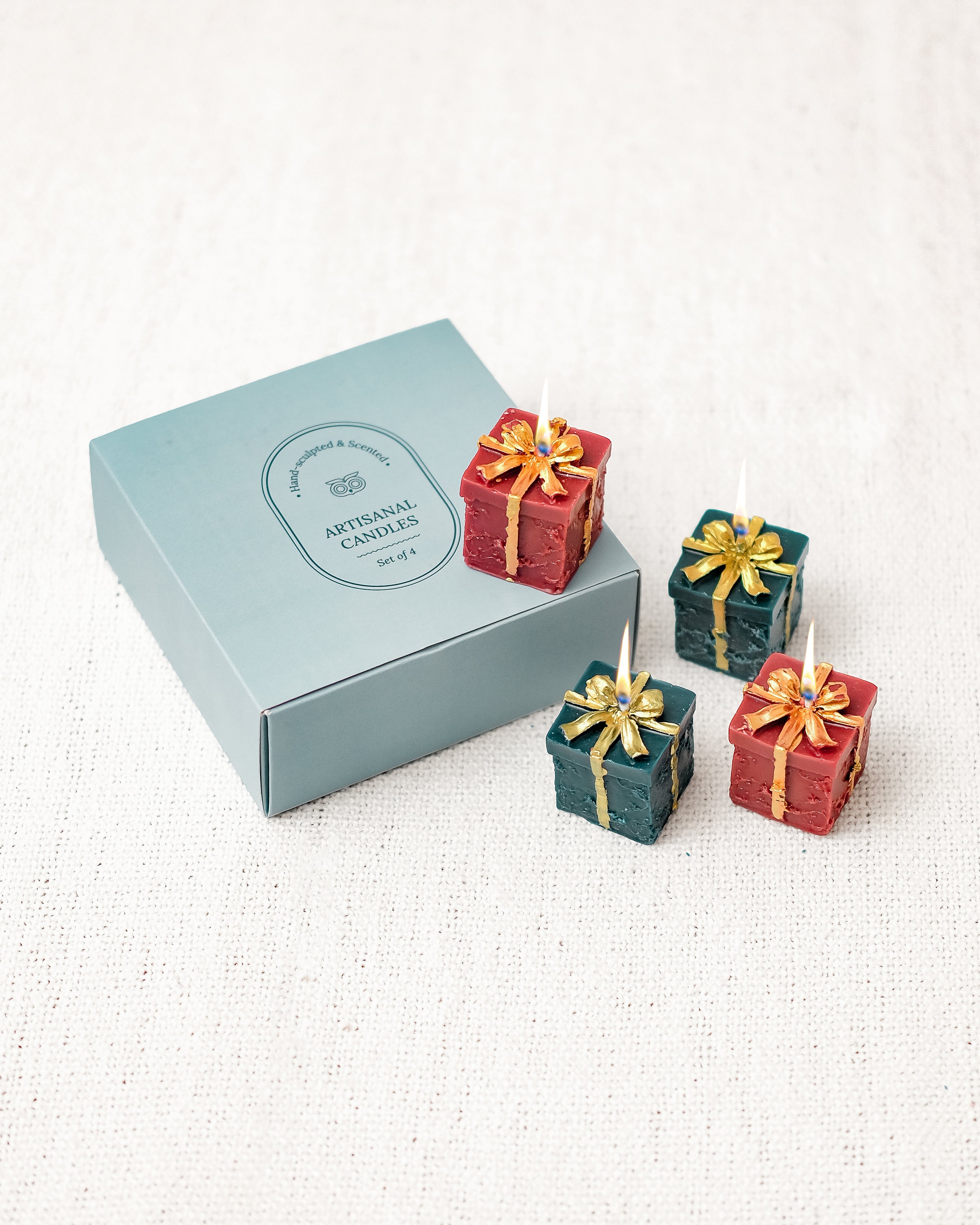 Holiday Glow Gift Shaped Candles | Set of 2