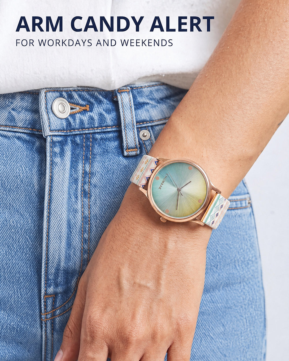 TEAL by Chumbak Ombre Aztec Watch-White