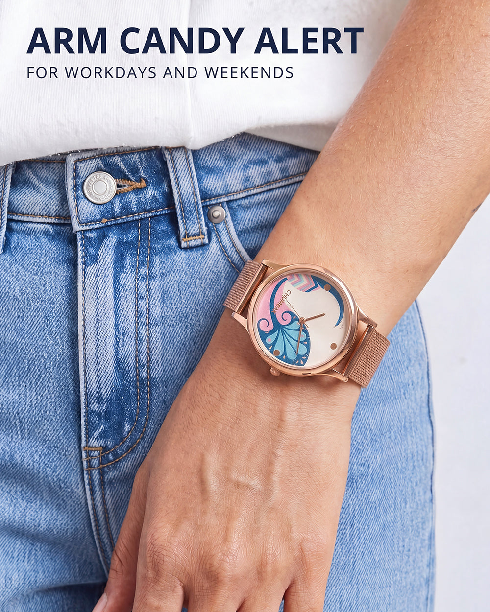 Teal By Chumbak | Urban feathers Watch - Metal Mesh Strap