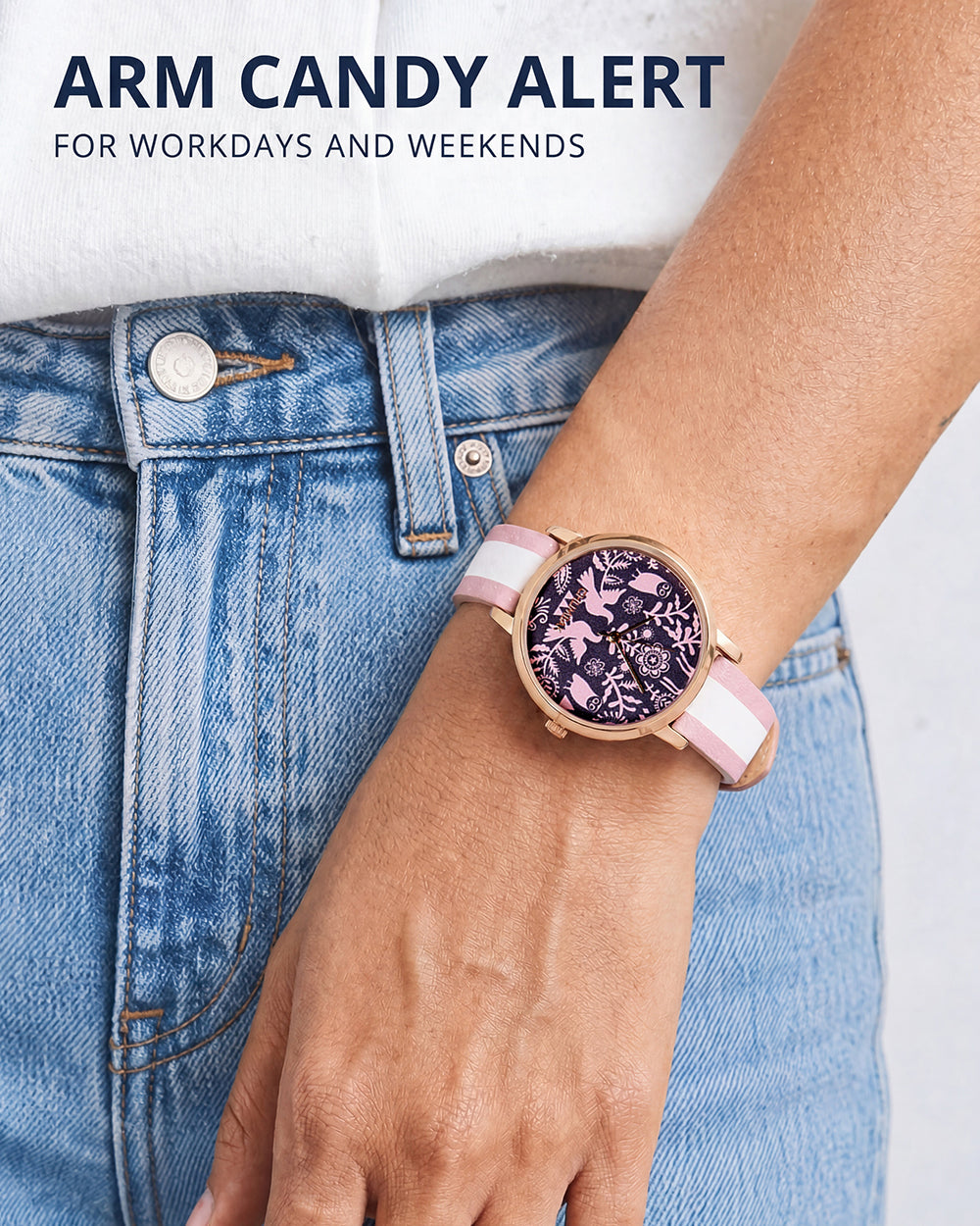 TEAL by Chumbak Floral Birds Wrist Watch- Pink