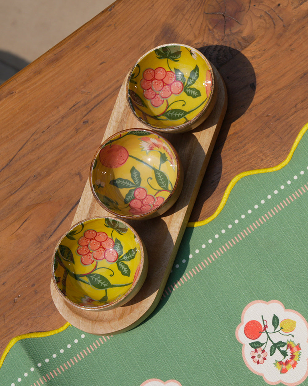 Limonata Trio Wooden Bowl Set | Citrus Zest