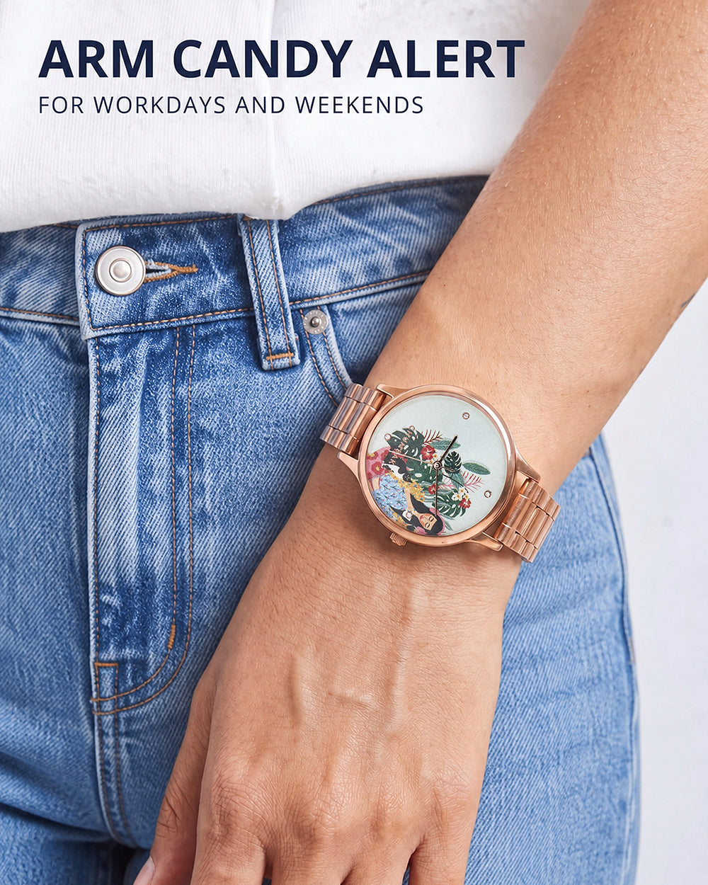 Teal by Chumbak Live Slow Watch,Stainless Steel Link Strap