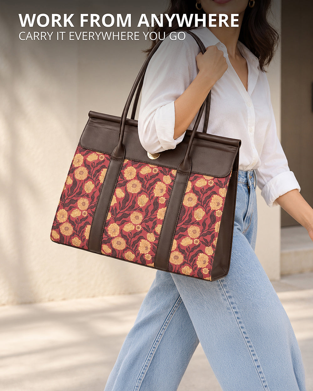 Teal by Chumbak Crimson Marigold Muse Flap Work Tote