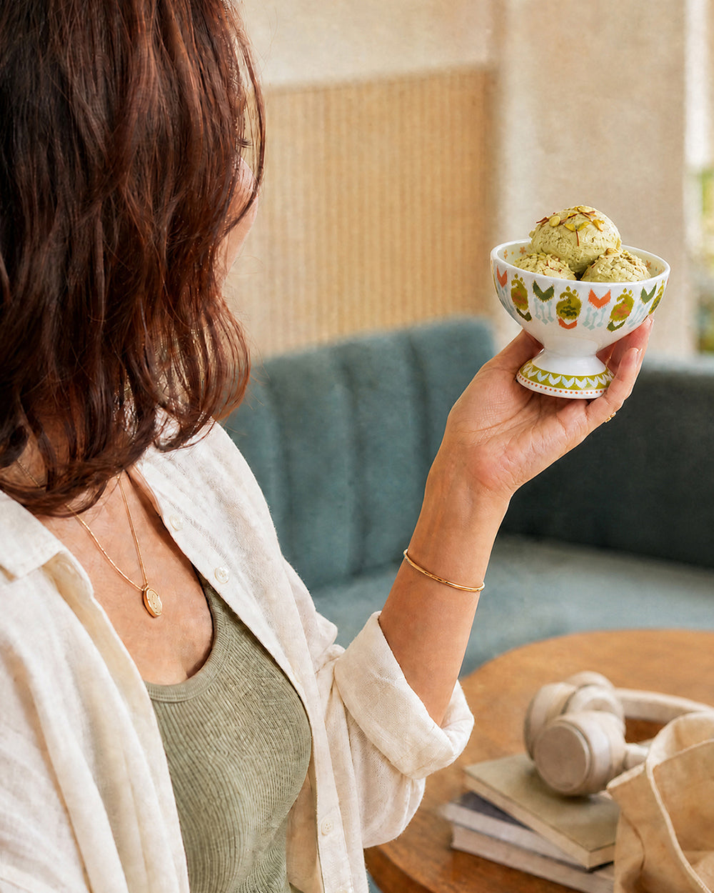 Ikat Paisley Dessert Bowls Gift Set - Set of 6, 160 ml