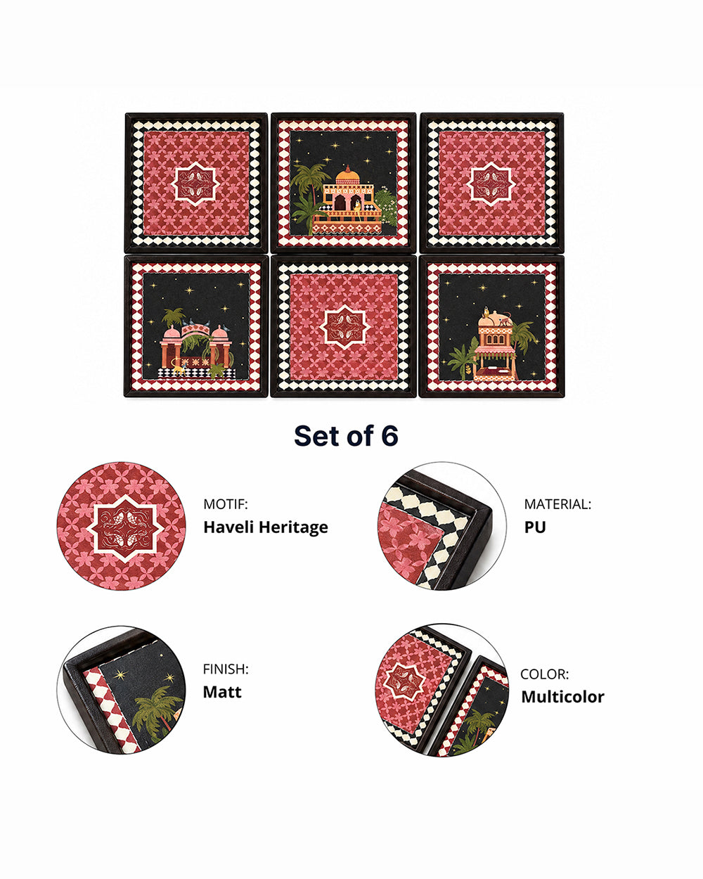Tilla Coasters Set of 6 | Haveli Socials